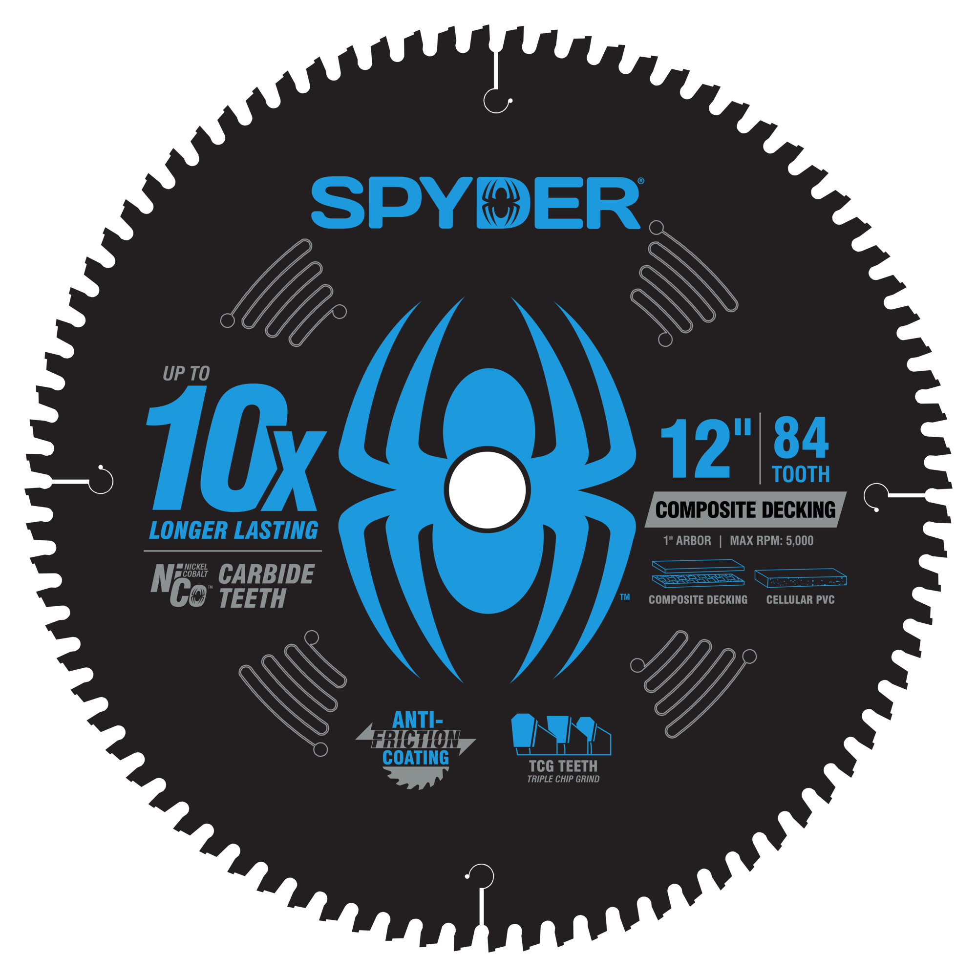 Spyder Composite Materials Circular Saw Blade — 12in., 84-Tooth, NiCo Carbide, Triple Chip Grind, Model# 13102